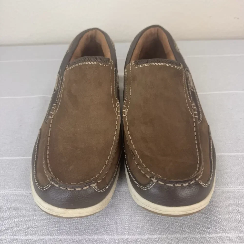 Florsheim Lakeside Moc Toe Slip On Loafers Nubuck Leather Boat Shoes Brown 10 M